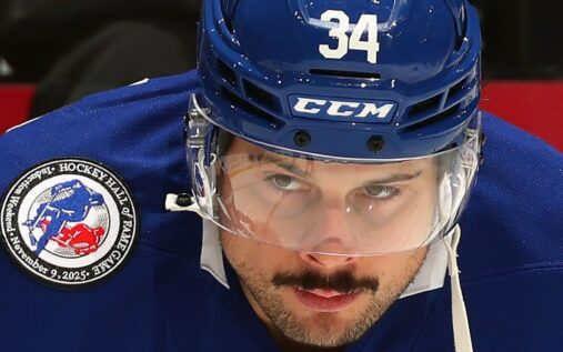Toronto Maple Leafs captain Auston Matthews skating on the ice during an NHL match