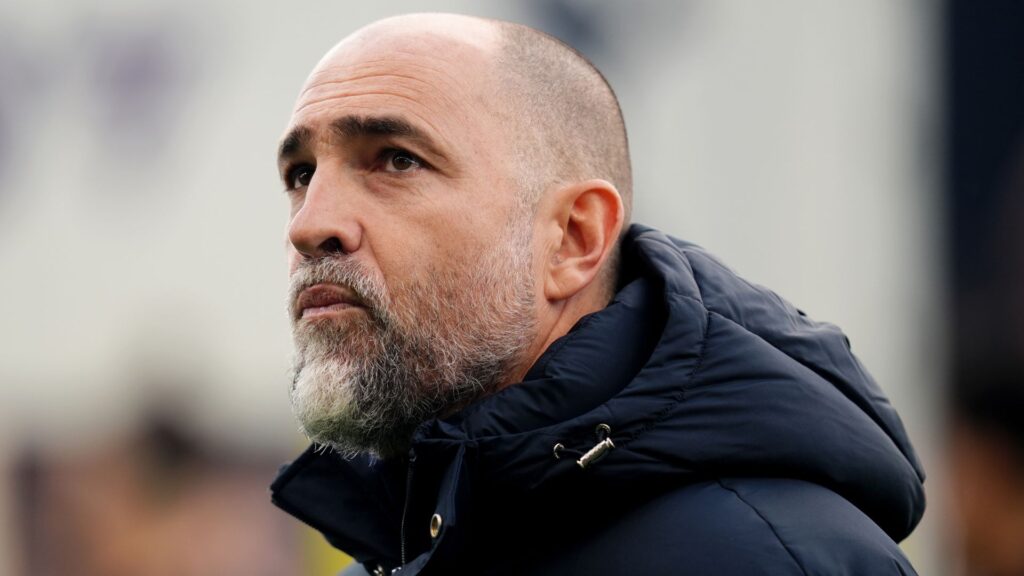 Tottenham Hotspur head coach Igor Tudor gesturing on the touchline during a Premier League match