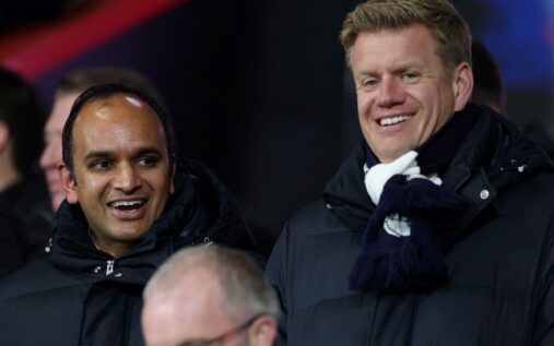 Cristiano Giuntoli watching a football match from the stadium stands