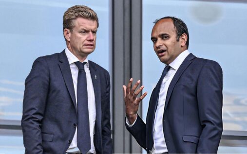 Brentford forward Kevin Schade running with the ball during a Premier League match