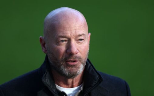 Alan Shearer providing punditry analysis with a serious expression