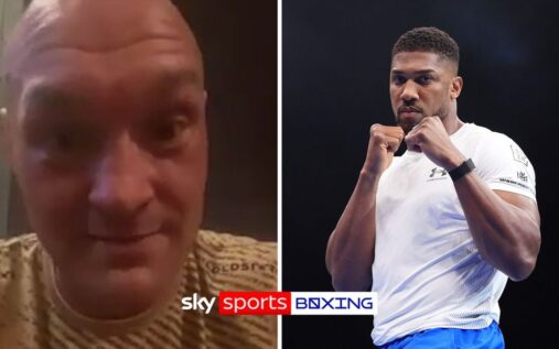 Tyson Fury speaking intensely during a boxing media interview