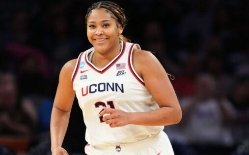 UConn forward Sarah Strong in action during the women's NCAA tournament game against North Carolina
