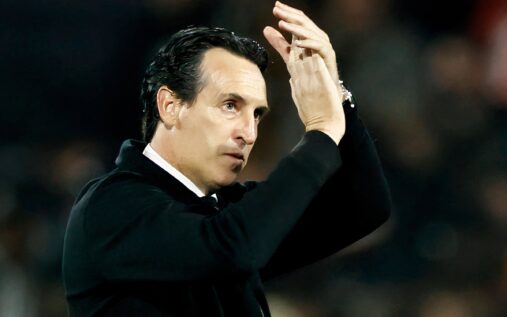 Aston Villa manager Unai Emery issuing instructions from the touchline