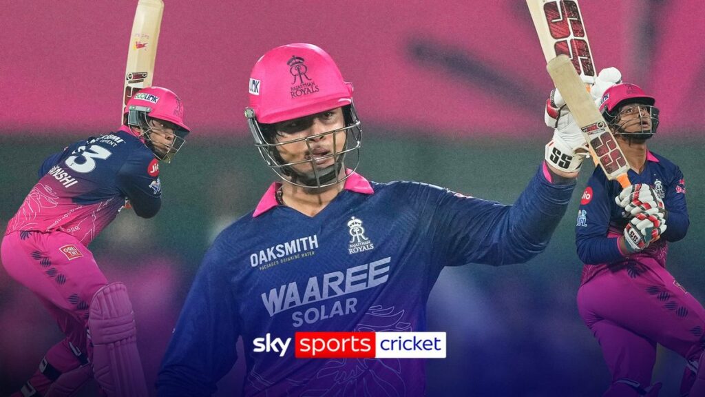 15-year-old Vaibhav Suryavanshi batting for Rajasthan Royals in the Indian Premier League