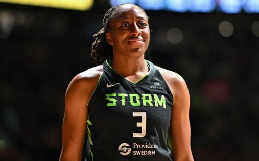 Action shot of a WNBA basketball game highlighting the league's professional female athletes