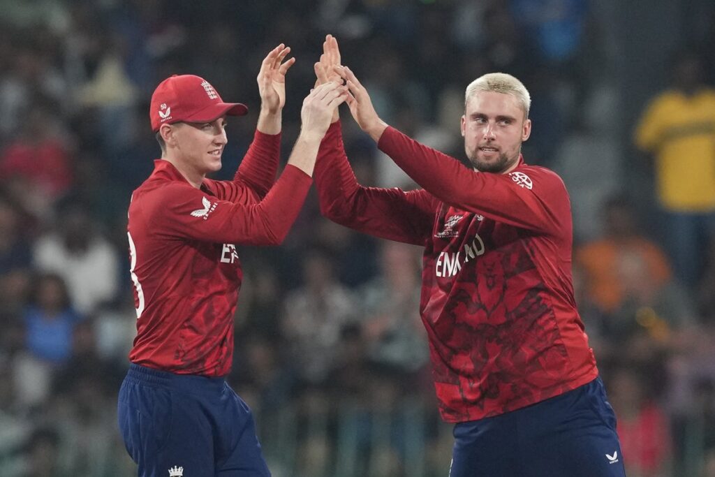 Will Jacks celebrating a wicket for England during the T20 World Cup