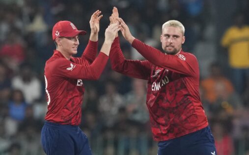 Will Jacks celebrating a wicket for England during the T20 World Cup