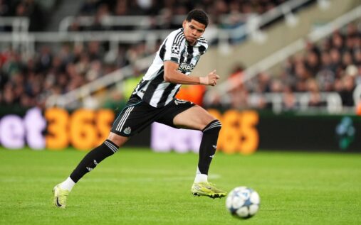 Will Osula celebrating his late winning goal for Newcastle United against Manchester United at St James' Park
