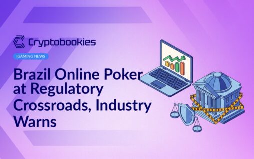 Isometric laptop displaying a growth chart, government building with caution barrier, and shield with scales icon.