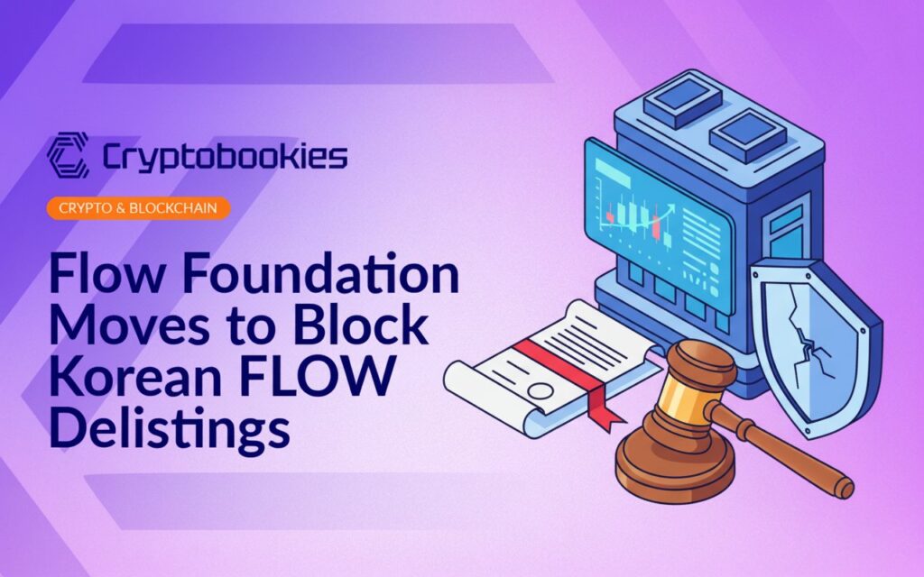 Legal document and gavel beside a digital exchange building with large screens, overlaid by a cracked security shield.