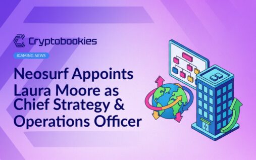 Globe with red arrows circling, organizational chart board, and office building with upward arrow on blue background.