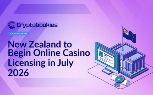 Government building with New Zealand flag, computer monitor displaying an online form, and sealed document with checkmark.