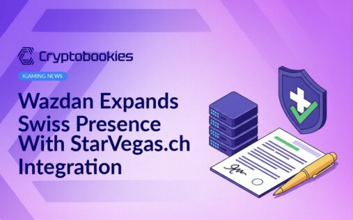 Hand holding pen signing contract beside server stack and shield with Swiss cross checkmark on white background