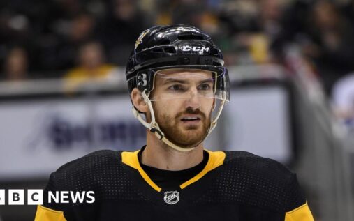 Nottingham Panthers ice hockey player Adam Johnson skating on the ice