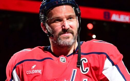 Alex Ovechkin of the Washington Capitals skating on the ice during an NHL game