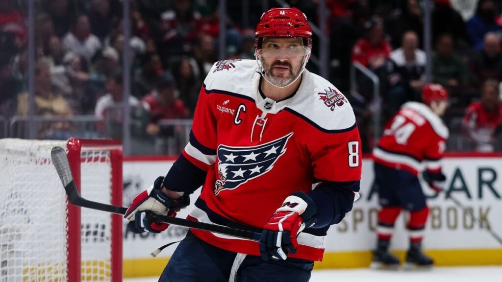 Washington Capitals captain Alex Ovechkin skating on the ice during an NHL game