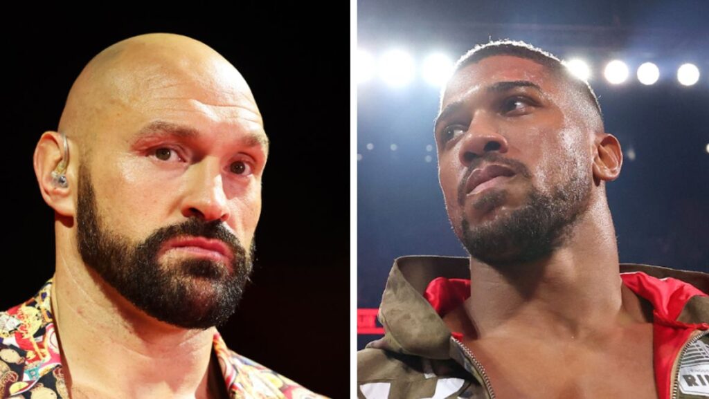 Anthony Joshua and Tyson Fury facing off in the boxing ring