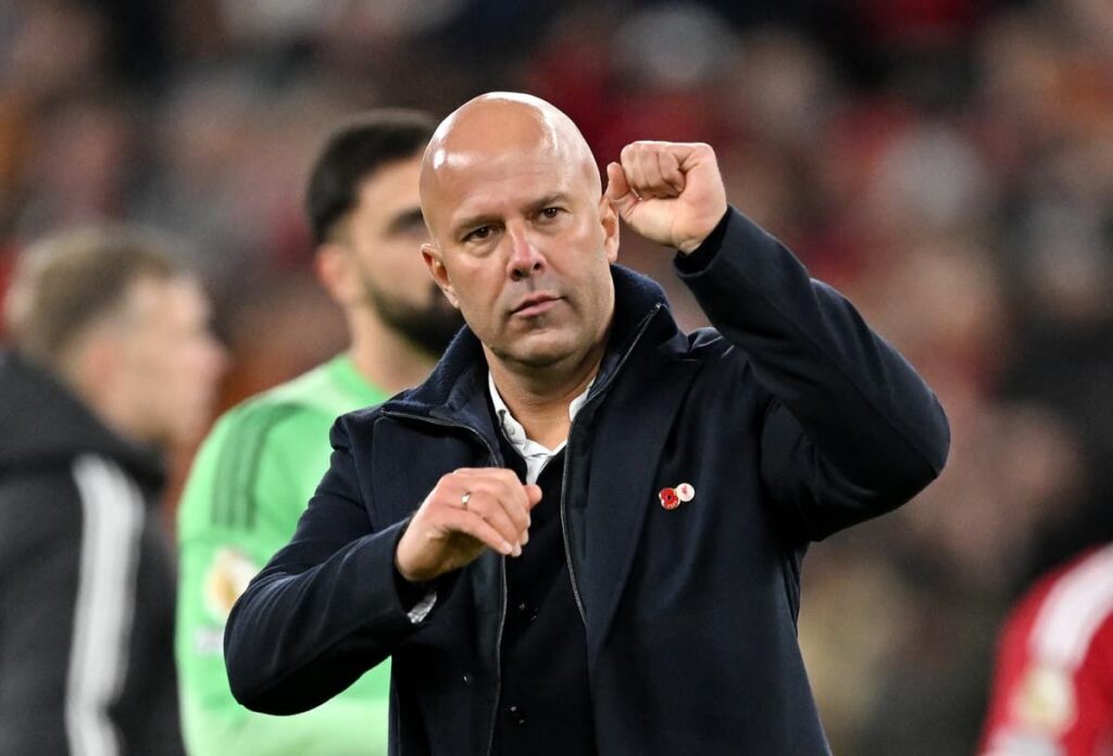Liverpool manager Arne Slot issuing instructions from the touchline during a Premier League match