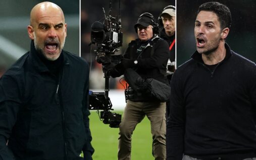 Arsenal and Manchester City players competing during a tense Premier League match