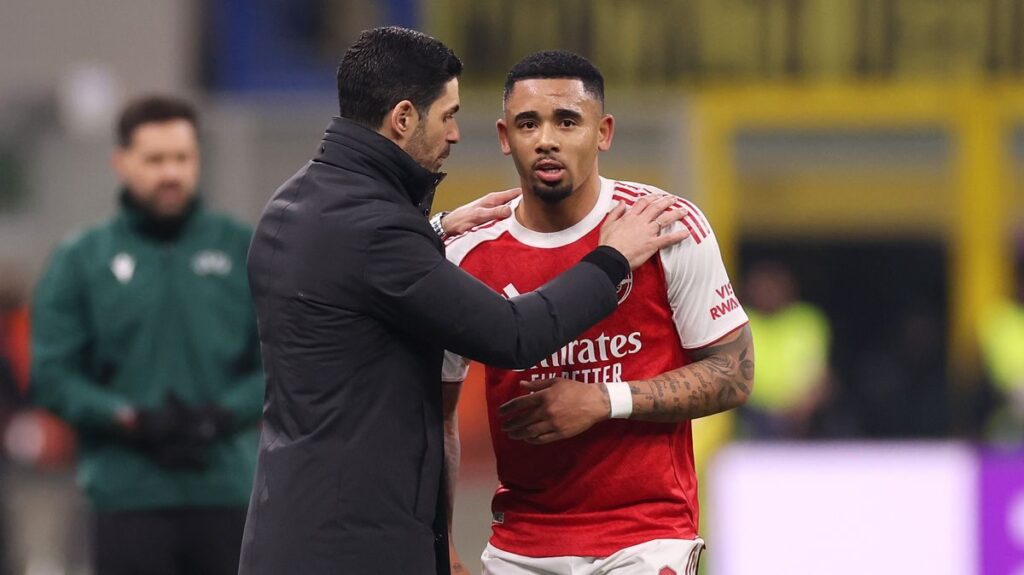 Arsenal striker Gabriel Jesus looking thoughtful during a Premier League match