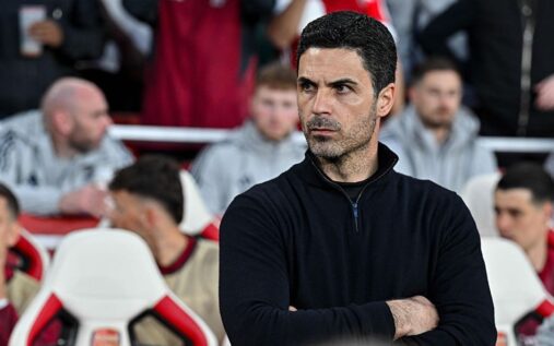 Mikel Arteta instructing his players from the touchline during a crucial match
