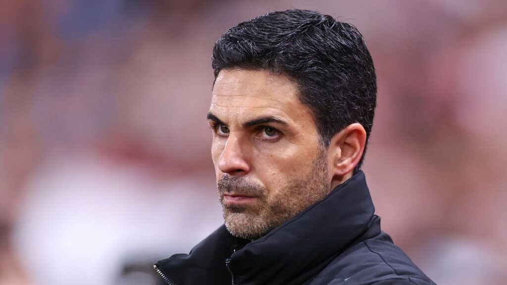 Arsenal manager Mikel Arteta directing his team from the touchline during a Premier League match