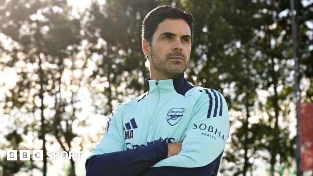Arsenal manager Mikel Arteta issuing instructions from the touchline during a Premier League match