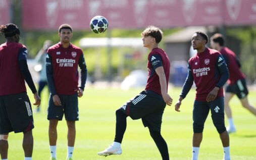 Declan Rice training for Arsenal at London Colney