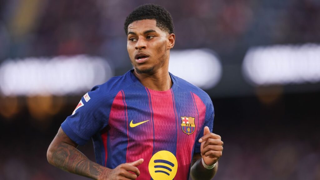 Marcus Rashford playing for Barcelona in a Spanish La Liga fixture
