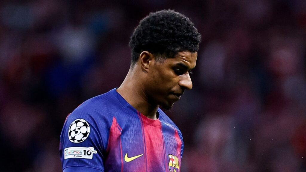 Marcus Rashford looking thoughtful while on the football pitch