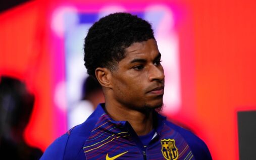 Marcus Rashford in action for Barcelona during a Spanish La Liga match