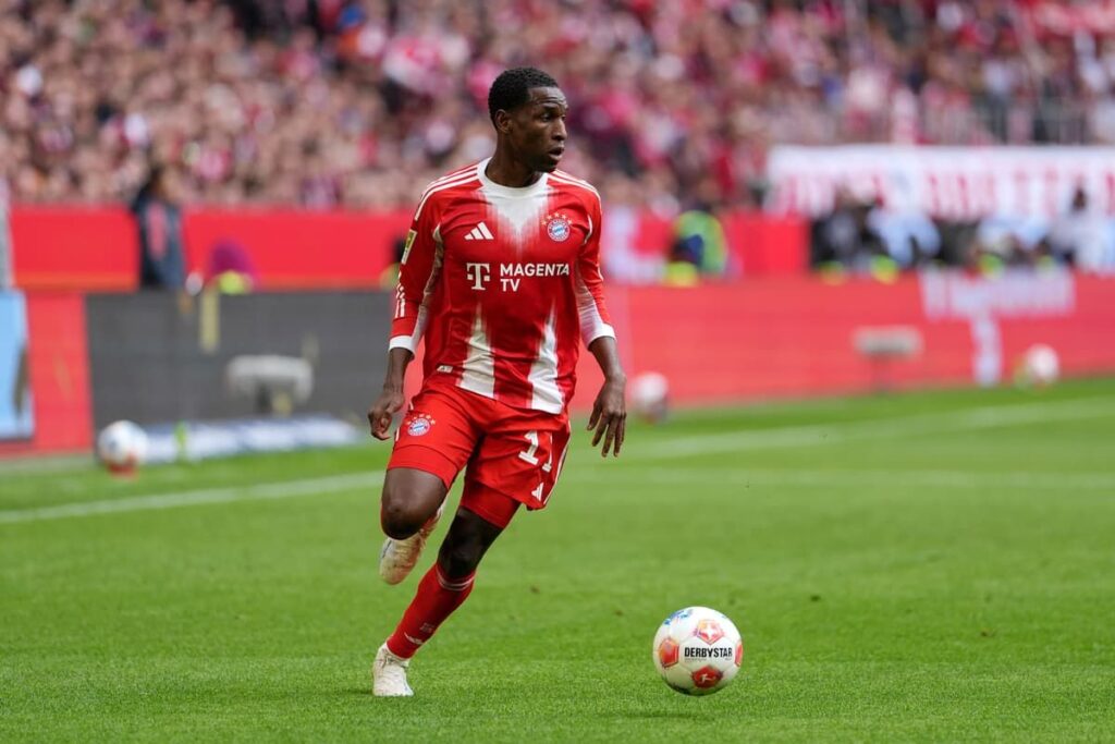 Nicolas Jackson playing for Bayern Munich during a Bundesliga football match