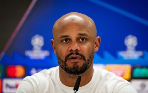 Bayern Munich manager Vincent Kompany issuing instructions from the touchline