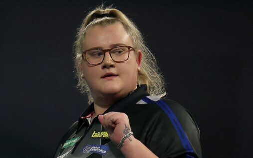 Beau Greaves throwing a dart during the PDC Players Championship 11