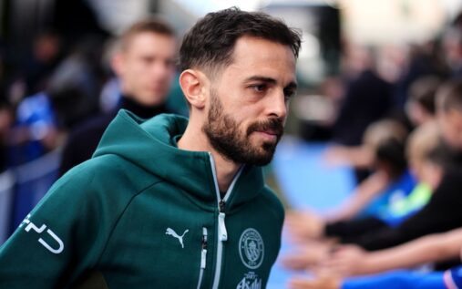 Bernardo Silva applauding the Manchester City fans on the pitch