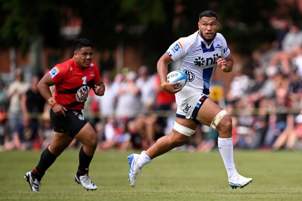 Cameron Suafoa playing for the Blues in a Super Rugby Pacific match