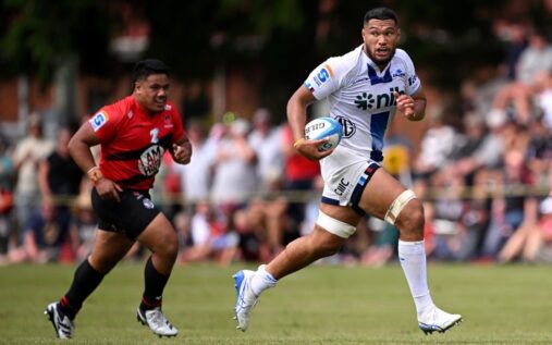 Cameron Suafoa playing for the Blues in a Super Rugby Pacific match
