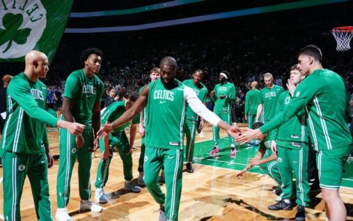 Jaylen Brown playing basketball for the Boston Celtics