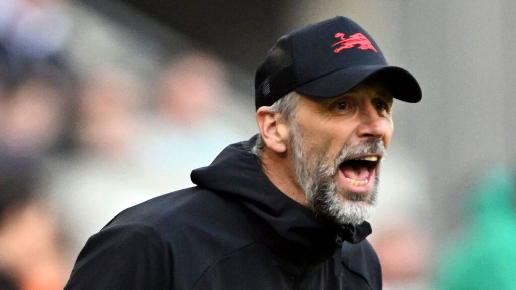 Marco Rose giving instructions from the touchline during a football match
