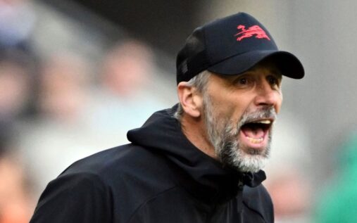 Marco Rose giving instructions from the touchline during a football match