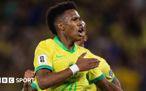 Chelsea winger Estevao Willian in action for the Brazil national team