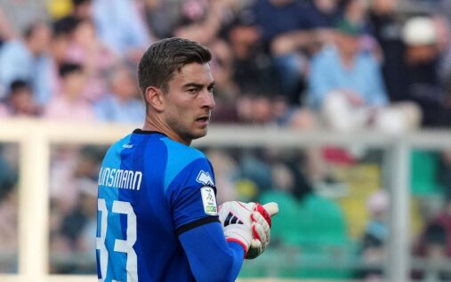 Jonathan Klinsmann receiving medical attention on the pitch during a Serie B match