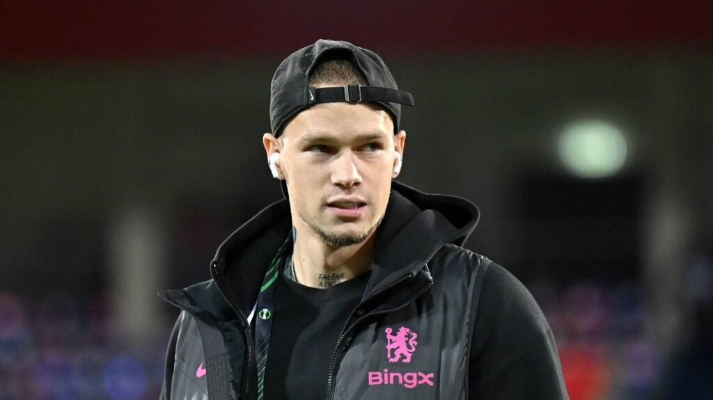 Chelsea winger Mykhailo Mudryk looking serious on the pitch