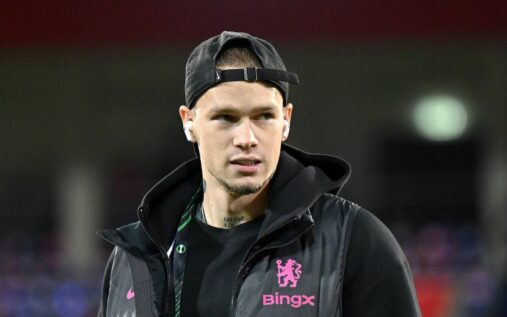 Chelsea winger Mykhailo Mudryk looking serious on the pitch