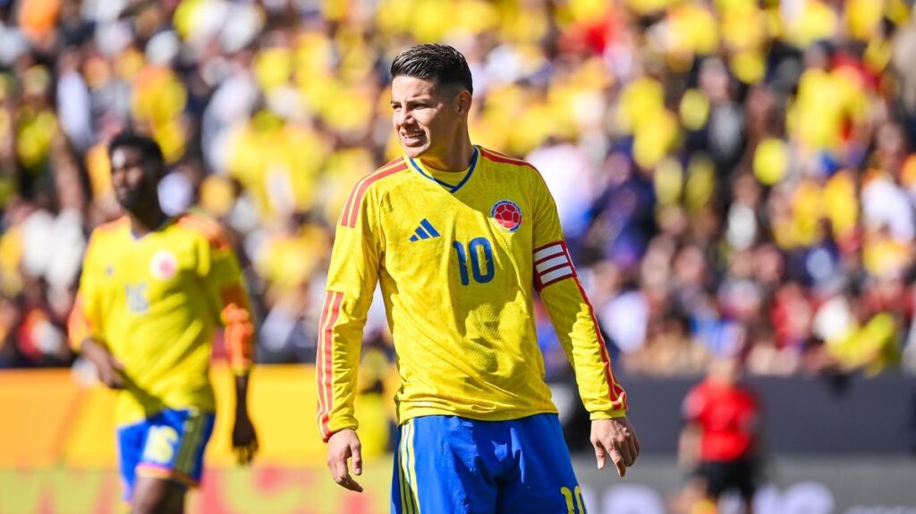 James Rodriguez playing for Colombia during an international football match