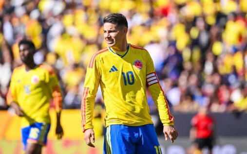 James Rodriguez playing for Colombia during an international football match