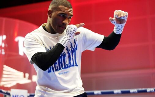 Conor Benn speaks to the media during a boxing press conference