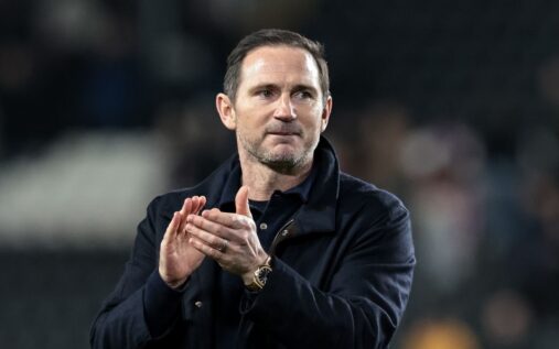 Coventry City manager Frank Lampard celebrating promotion on the touchline