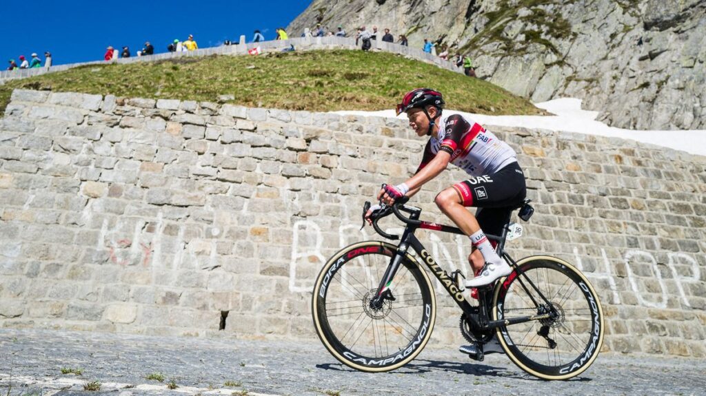 Colombian cyclist Cristian Camilo Munoz competing in a professional road race
